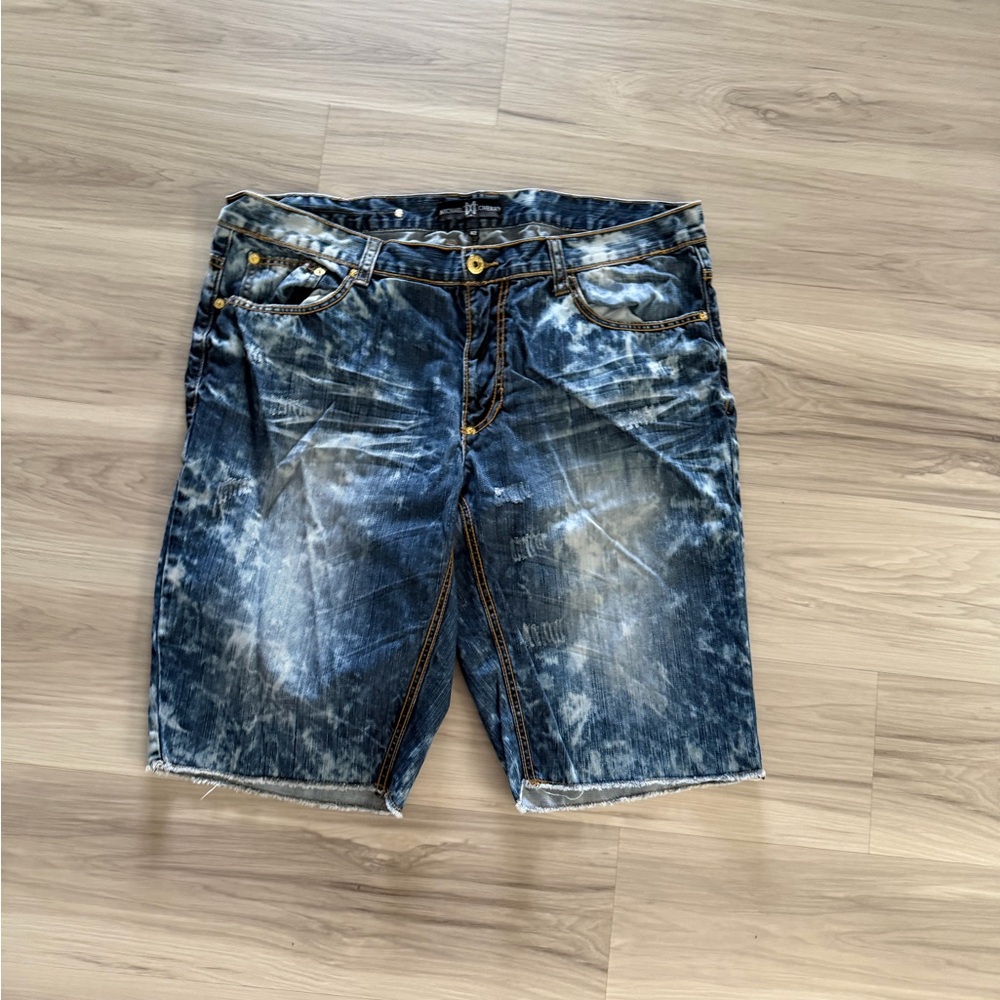 Men's Distressed Blue Denim Jean Shorts